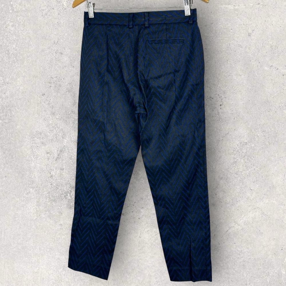 Madewell Et Sézane Blue Crop Trousers Chevron Textured Style B7045 Womens Size 0 - Picture 5 of 15